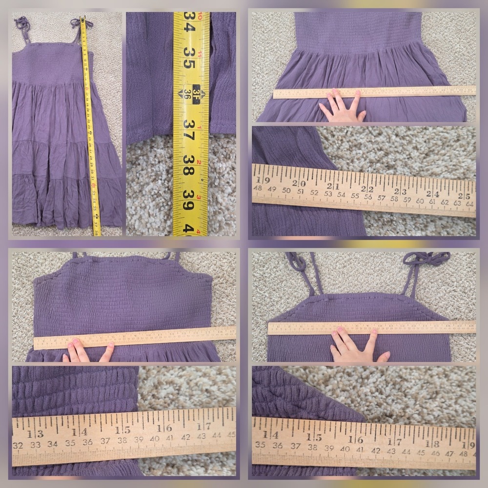 Torrid Womens Babydoll Dress 1X Purple Bow Tiered Smocked Peasant Coquette - Picture 7 of 7